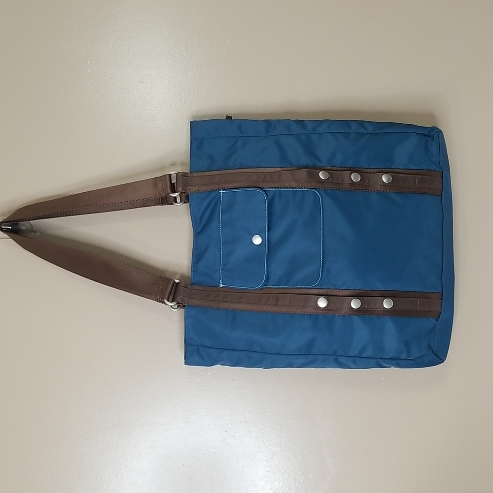 ELLIGHTON LARGE TOTE BAG IN BLUE & BROWN